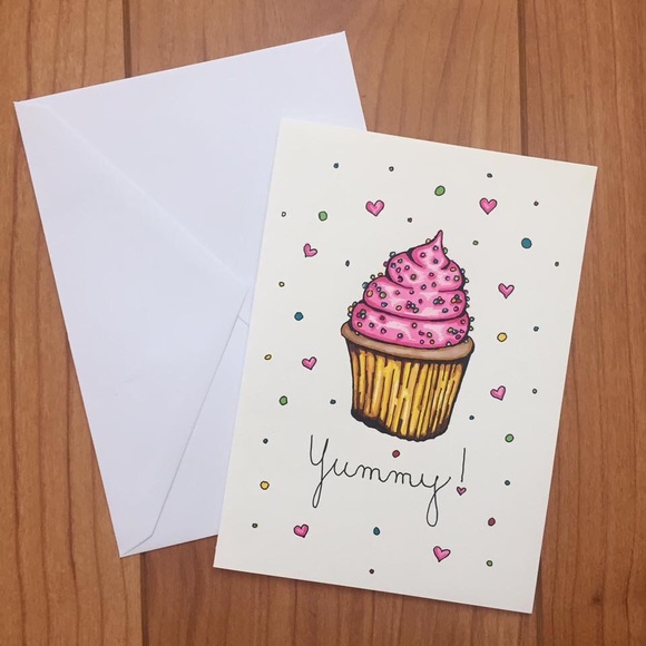 Yummy Cupcake Forever Notecard Illustration - Picture 1 of 2